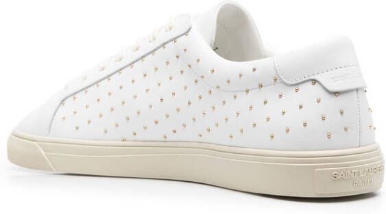 Saint Laurent leather studded sneakers White