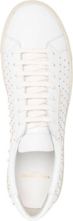 Saint Laurent leather studded sneakers White