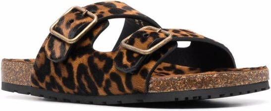 Saint Laurent leopard-print buckle sandals Neutrals