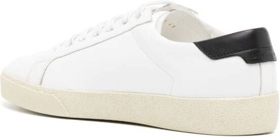 Saint Laurent logo-embroidered leather sneakers White
