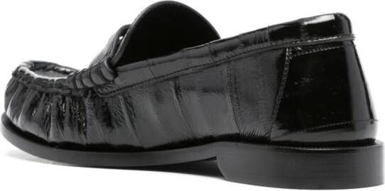 Saint Laurent logo-plaque leather loafers Black