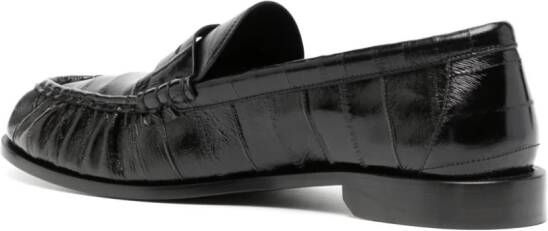 Saint Laurent logo-plaque leather loafers Black