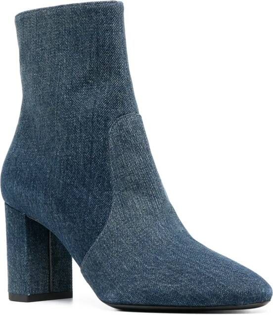 Saint Laurent Lou 75mm denim ankle boots Blue