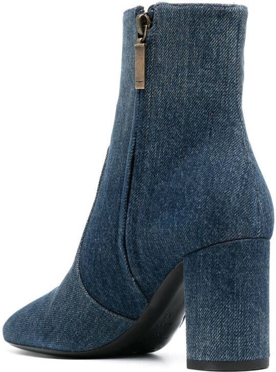 Saint Laurent Lou 75mm denim ankle boots Blue