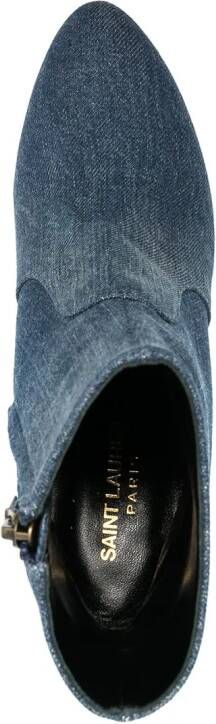 Saint Laurent Lou 75mm denim ankle boots Blue