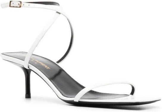Saint Laurent low-heel strappy leather sandals White