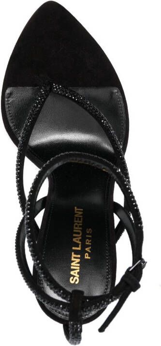 Saint Laurent Nadja 115mm rhinestone-embellished sandals Black