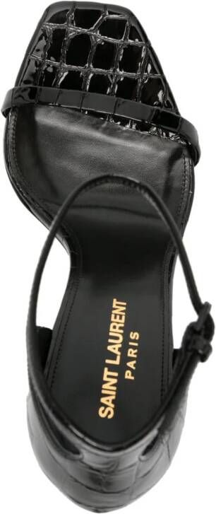 Saint Laurent Opyum 110mm crocodile-embossed sandals Black