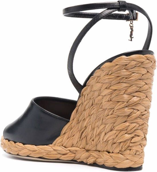 Saint Laurent Paloma braided wedge heel sandals Black