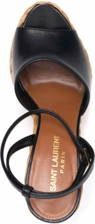 Saint Laurent wedge espadrille sandals Black