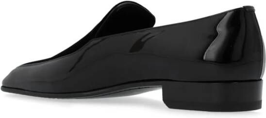 Saint Laurent panelled polished leather loafers Black