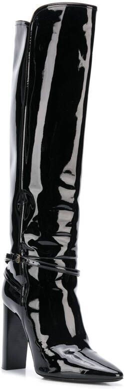 Saint Laurent patent leather boots Black