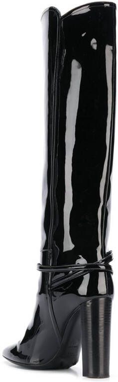 Saint Laurent patent leather boots Black