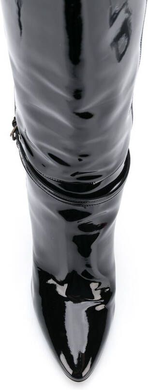 Saint Laurent patent leather boots Black