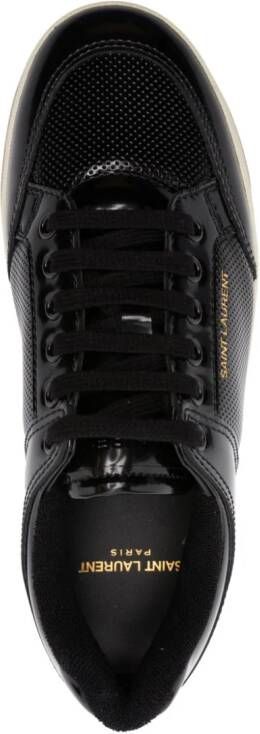 Saint Laurent perforated patent leather sneakers Black
