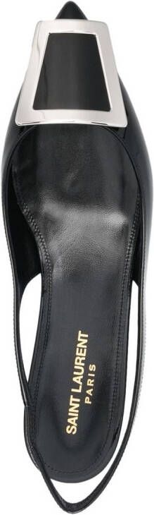 Saint Laurent pointed-toe buckled slingback pumps Black