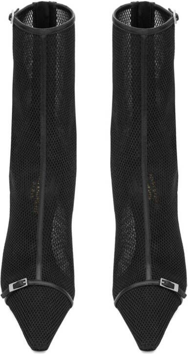 Saint Laurent pointed-toe mesh boots Black