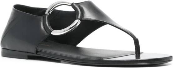 Saint Laurent ring leather flat sandals Black
