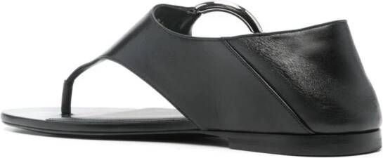 Saint Laurent ring leather flat sandals Black