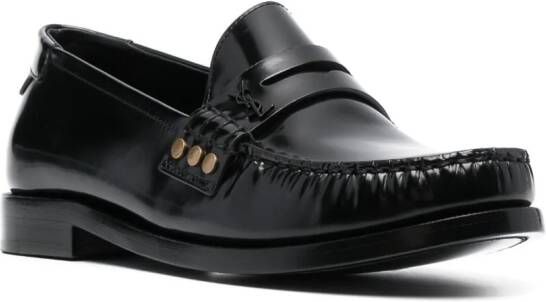 Saint Laurent Schuhe penny-slot leather loafers Black