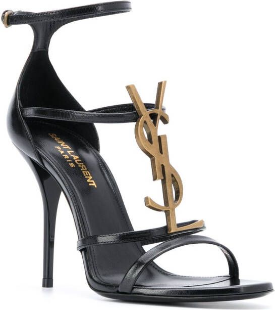 Saint Laurent strappy logo stiletto sandals Black