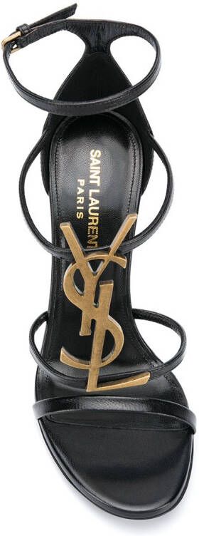 Saint Laurent strappy logo stiletto sandals Black