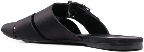 Saint Laurent strass-detail squared-toe slider Black
