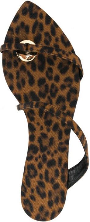 Saint Laurent Tanger leopard-print slides Brown