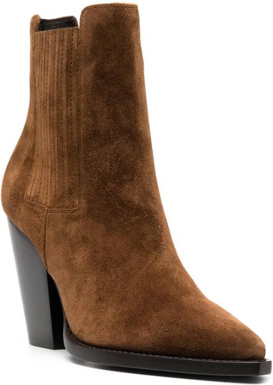 Saint Laurent Theo chunky-heel ankle boots Brown