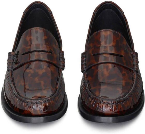 Saint Laurent tortoiseshell-effect leather loafers Brown