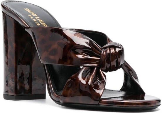 Saint Laurent tortoiseshell-effect twist-detail sandals Brown