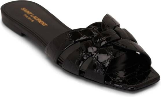 Saint Laurent Tribute crocodile-embossed leather mules Black