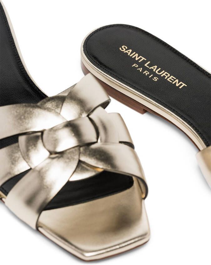 Saint Laurent Tribute flat sandals Gold