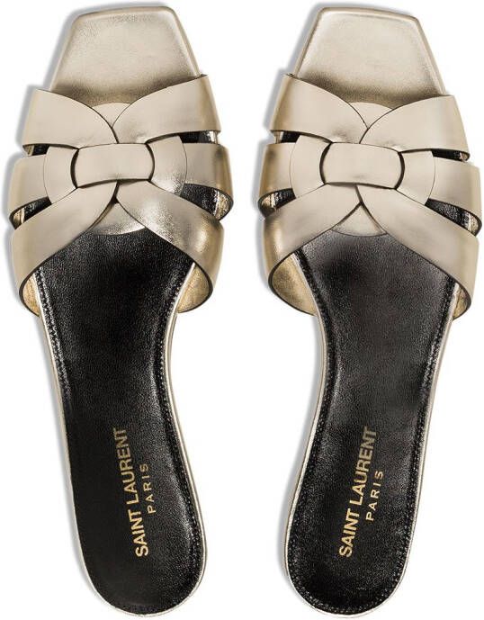 Saint Laurent Tribute flat sandals Gold