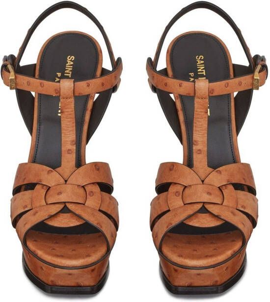 Saint Laurent Tribute 140mm leather sandals Neutrals