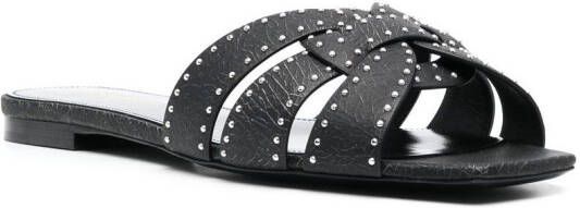 Saint Laurent tribute studded flat sandals Black