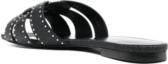 Saint Laurent tribute studded flat sandals Black