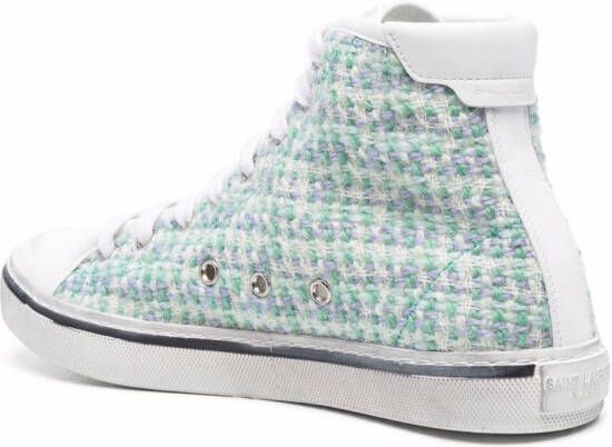 Saint Laurent tweed logo patch sneakers Green