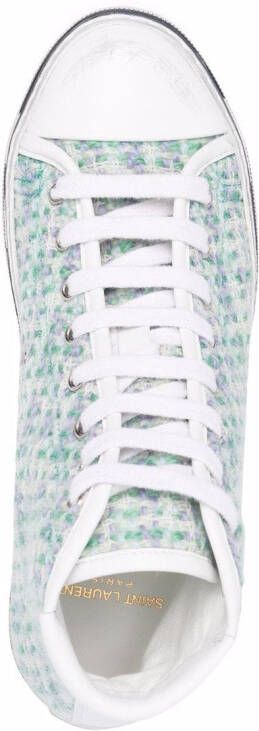 Saint Laurent tweed logo patch sneakers Green