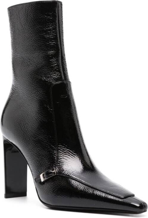 Saint Laurent Vendome glazed leather ankle boots Black