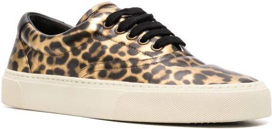 Saint Laurent Venice leopard-print low-top sneakers Gold