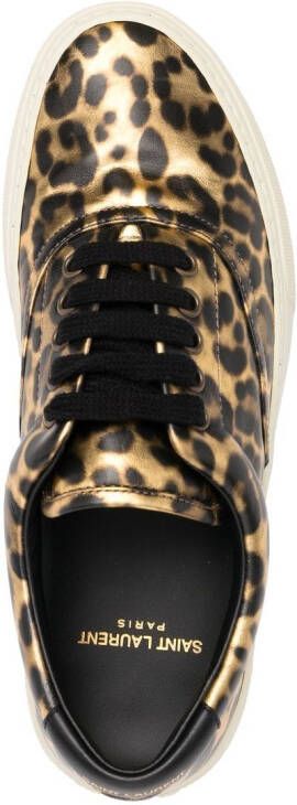 Saint Laurent Venice leopard-print low-top sneakers Gold