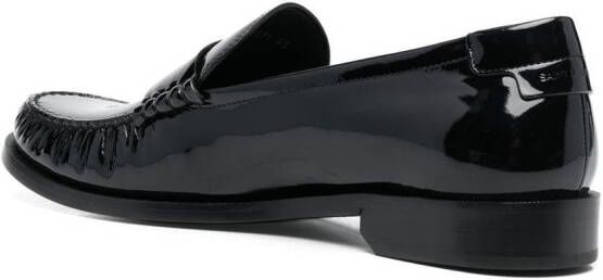 Saint Laurent Vern patent-leather penny loafers Black