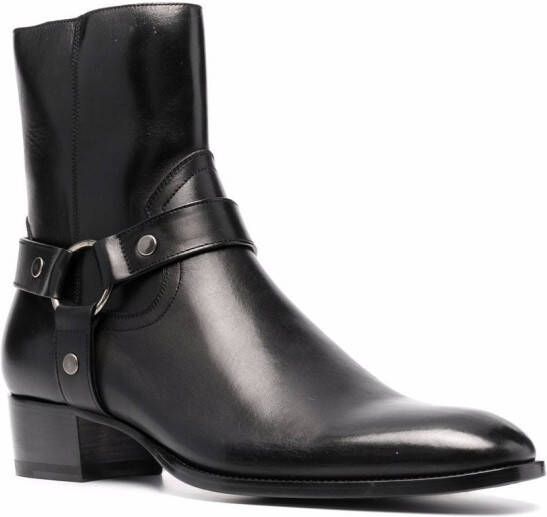 Saint Laurent Wyatt 40mm harness boots Black