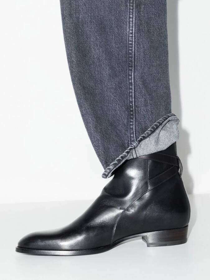 Saint Laurent Wyatt Jodhpur leather boots Black