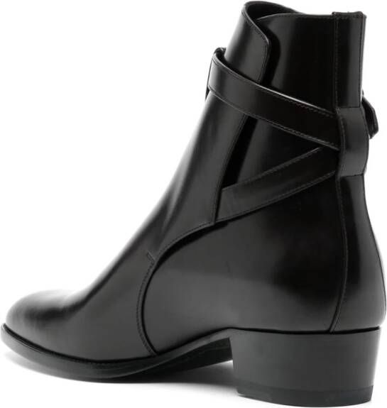 Saint Laurent Wyatt leather ankle boots Brown