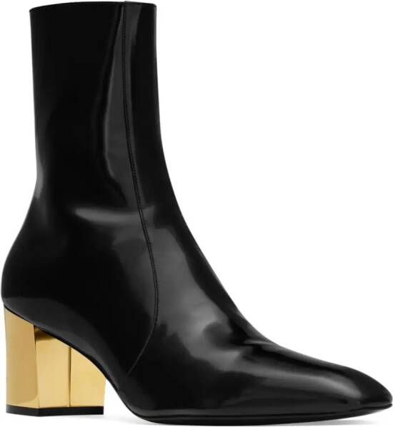 Saint Laurent XIV 70mm glazed ankle boots Black