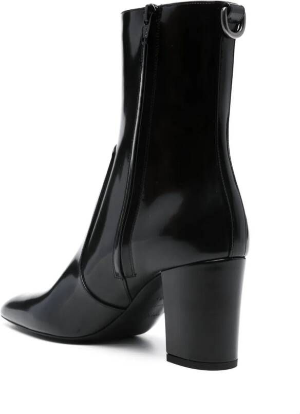 Saint Laurent XIV 80mm leather ankle boots Black