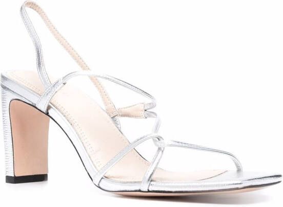 SANDRO 70mm strappy leather sandals Silver