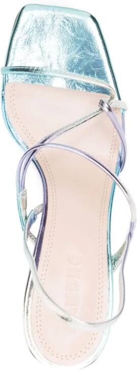 SANDRO Faye 80mm iridescent sandals Blue